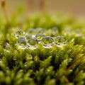 Highlighting the sharp focus on the droplets and moss emphasizing the Royalty Free Stock Photo