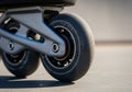 Highlighting the sleek design typical of inline skates used for Royalty Free Stock Photo
