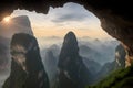 Highlighting the surreal beauty of the \'Door to Heaven\' cave at Tianmen Mountain, China Generated -AI