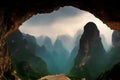 Highlighting the surreal beauty of the \'Door to Heaven\' cave at Tianmen Mountain, China Generated -AI