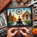 Highlighting travel experiences that combine education and medit Royalty Free Stock Photo