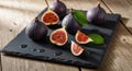 Highlights the figs texture and color illuminated by natural light Royalty Free Stock Photo