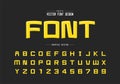 Highlights font and cartoon alphabet vector, Square typeface letter and number design