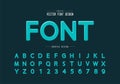 Highlights font and round alphabet vector, Design typeface and number, Graphic text on background