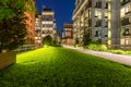 The Highline promenade at twilight in Chelsea. Manhattan, New York City Royalty Free Stock Photo