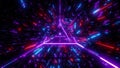 Highly abstract desctroyed glowing 3d illustration with glowing triangle wireframe background wallpaper