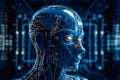Highly advanced artificial intelligence for the future rise in technological singularity using deep learning algorithms, human and Royalty Free Stock Photo