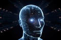 Highly advanced artificial intelligence for the future rise in technological singularity using deep learning algorithms, human and Royalty Free Stock Photo