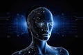 Highly advanced artificial intelligence for the future rise in technological singularity using deep learning algorithms, human and Royalty Free Stock Photo