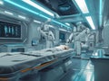 highly advanced operating room with robotic surgery systems
