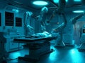 highly advanced operating room with robotic surgery systems