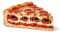 Extreme Close up of a Thick Slice of Pepperoni Pizza with Incredible Cheese Pull Royalty Free Stock Photo