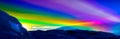 A highly coloured image of sunset rainbow shown in a freezing iceberg landscape