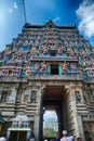 Highly decorated gopuram entrance to Shiva Nataraja temple