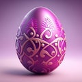 Highly decorated purple easter egg with gold and pink pattern and purple background Royalty Free Stock Photo