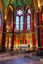 Highly decorated small chapel in the Gothic cathedral of Bayonne in the south of France. Royalty Free Stock Photo