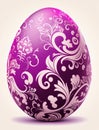 Highly decorated violet easter egg with white pattern and purple background Royalty Free Stock Photo
