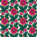 Floral vector seamless pattern in traditional russian style