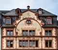 Highly decorative medieval house facade in Mainz, Germany Royalty Free Stock Photo