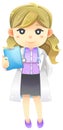 Highly detail illustration cartoon female physician doctor in wh