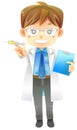 Highly detail illustration cartoon male physician doctor in whit