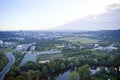 Highly detailed aerial city view with crossroads, roads, houses