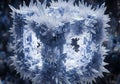 A highly detailed, AI-generated structure resembling a translucent, crystalline cube. Spiky Royalty Free Stock Photo