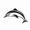 Highly Detailed Black Dolphin Logo With Minimalist Strokes