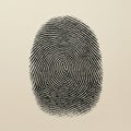 A highly detailed black fingerprint on a beige background, showcasing distinct ridges Royalty Free Stock Photo