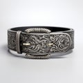 Intricately Carved Black And Silver Buckle With Photorealistic Renderings