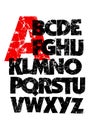 Highly detailed black grunge dirty font. Vector alphabet