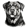 Highly Detailed Black And White Rottweiler Drawing With Expressive Character Design