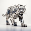 Highly Detailed Chrome-plated Leopard Metal Jaguar 3d Model