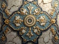 Luxury Damaged Blue and Gold Plasterwork Royalty Free Stock Photo