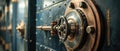Highly Detailed Closeup Photo Of A Fully Secured Bank Vault Door