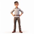 Highly Detailed 3d Animated Man With Glasses In Cartoon Realism