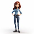 Highly Detailed 3d Animated Red Haired Woman In Jeans