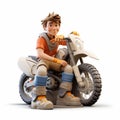 Highly Detailed 3d Animatronic Boy Riding Motorcycle Figure Royalty Free Stock Photo