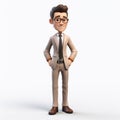 Highly Detailed 3d Cartoon Male Character In A Suit And Glasses