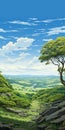 Stunning 2d Forest Illustration Of Bude, Cornwall With Blue Sky