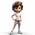 Highly Detailed 3d Render Of Cartoon Girl Tennis Player Royalty Free Stock Photo