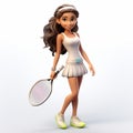 Highly Detailed 3d Render Of Jennifer In Tennis Outfit