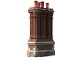 A highly detailed 3D rendering of a classic chimney stack, featuring a cluster of red brick Royalty Free Stock Photo