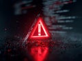 Highly detailed 3D rendering of a floating red exclamation mark on a dark background, possibly representing a cybersecurity Royalty Free Stock Photo