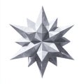 Geometric Silver Starburst Snowflake Emblem Isolated on White Background Realistic 3D Rendering Royalty Free Stock Photo
