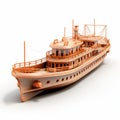 Highly Detailed 3d Wooden Ship Model In Precisionist Style