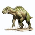Highly Detailed Digital Illustration Of A Walking Dinosaur