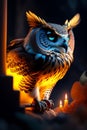 highly detailed, digital painting, atmospheric lighting, octane render, unreal engine, professional, eagle owl metal beak fantasy Royalty Free Stock Photo