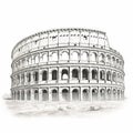 Highly Detailed Drawing Of The Colosseum In Dark White And Bronze