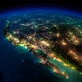 Night Earth. A piece of North America - Mexico Royalty Free Stock Photo